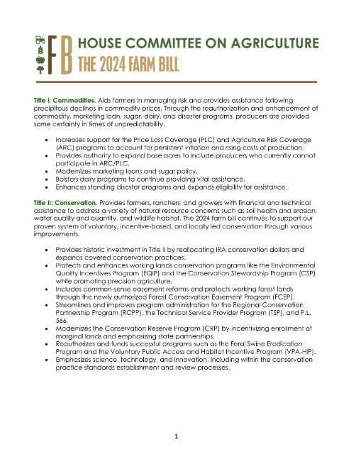 2024 Farm Bill Plans